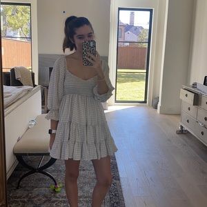 Red Dress Boutique Gingham Mini Dress - White and Gray